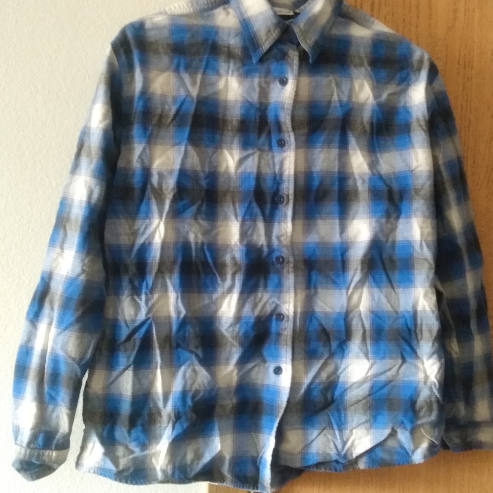 North crest check long sleeve shirt blue